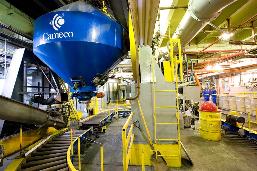 Inside the conversion facility, U03 in the large blue tote, continues the fuel cycle journey to become nuclear reactor fuel.  