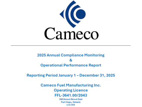 2025 Annual Cameco Fuel Manufacturing Compliance Report