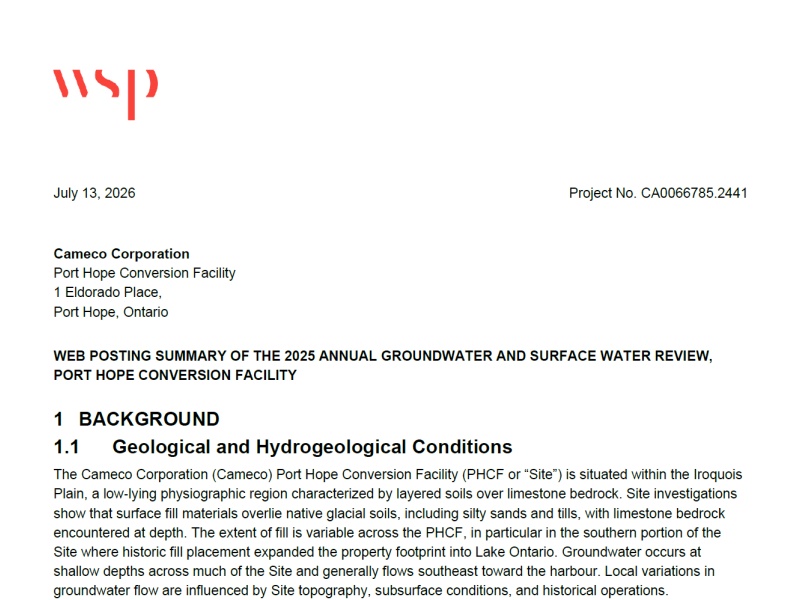 Cameco Public Summary Groundwater Review