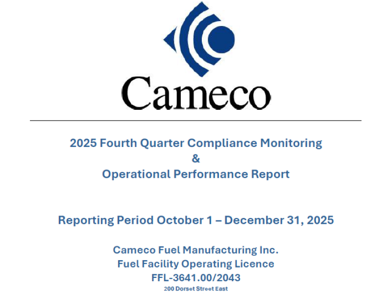 2025 Q4 Cameco Fuel Manufacturing Compliance Report