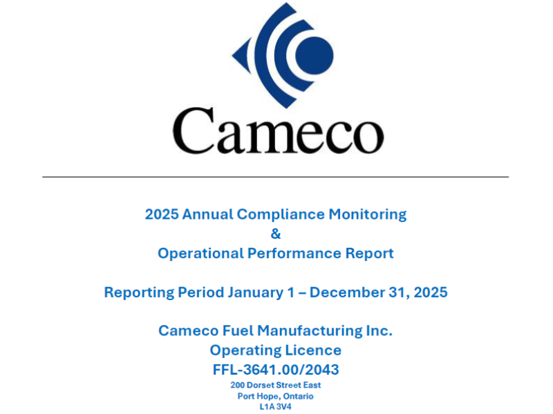 2025 Annual Cameco Fuel Manufacturing Compliance Report